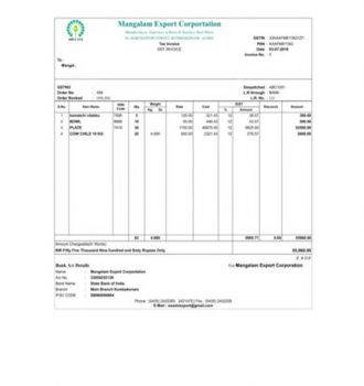 sample invoice